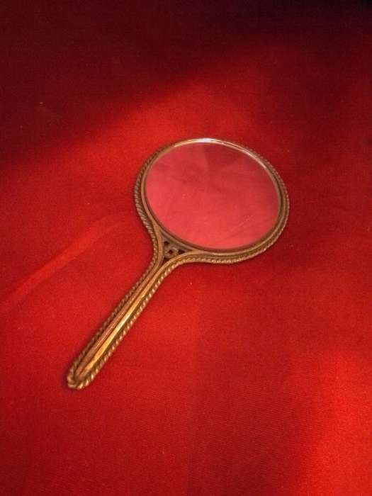 Art Deco Ladies Vanity Travel Mirror with Rose Motif