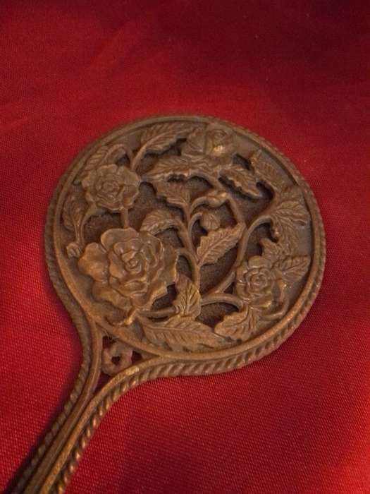 Art Deco Ladies Vanity Travel Mirror with Rose Motif
