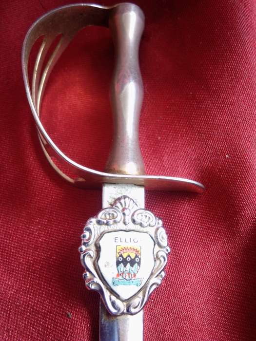 Vintage Sword Letter Opener With Elliot Coat of Arms