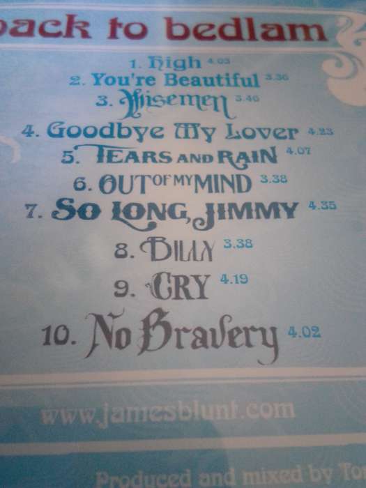 James Blunt 'back to bedlam' CD