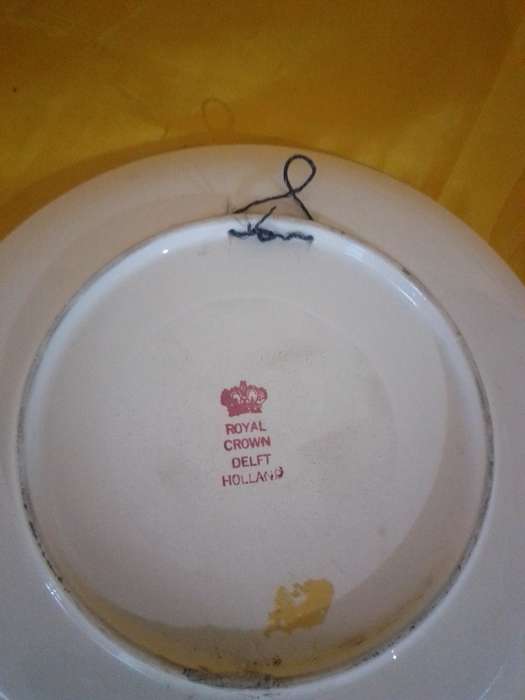 Vintage Royal Crown Delft Pink & White Plate