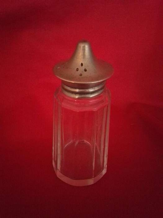 Art Deco Silverplate & Glass Pepper Shaker