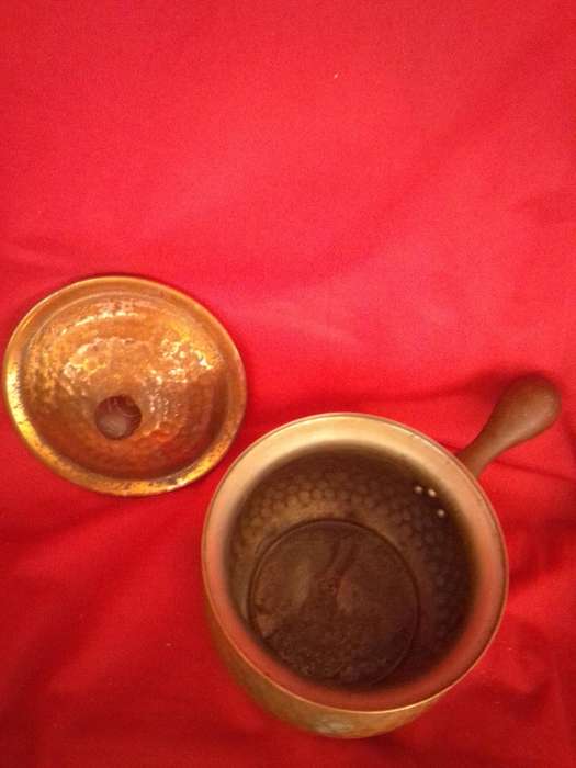 Vintage Copper Coated Hammered Sauce Pot