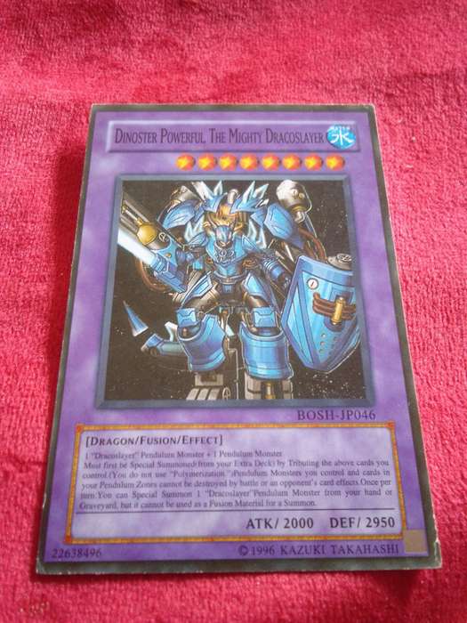 1996 Konami Yu-Gi-Oh Trading Card 'Dinoster Powerful, The Mighty Dracoslayer'