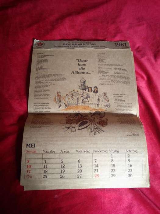 1981 Caltex Recipe Calender (Complete / Afrikaans)