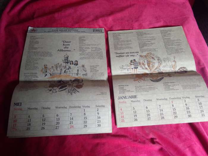 1981 Caltex Recipe Calender (Complete / Afrikaans)