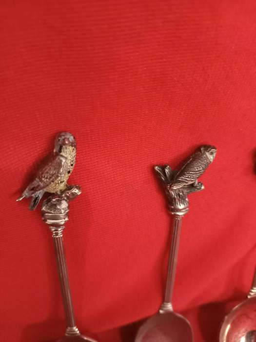 Set of 4 Vintage Silver Plate Bird Themed Tea Spoons by W.A.P.W. England