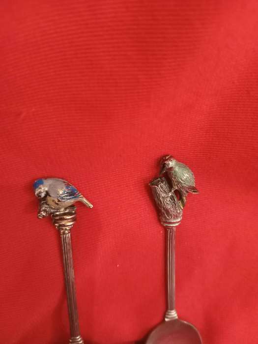 Set of 4 Vintage Silver Plate Bird Themed Tea Spoons by W.A.P.W. England
