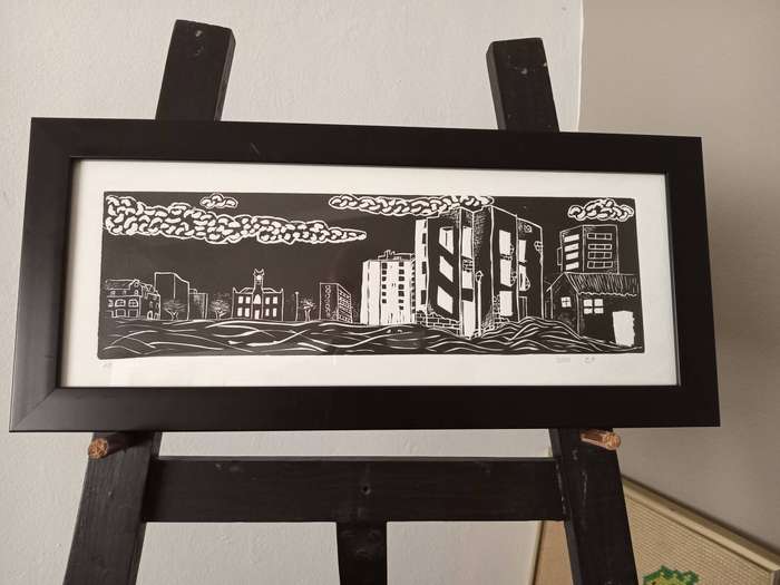 Artists Proof Glass Framed Linocut Dated 2015 (Read Discription)