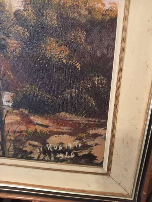 Stunning Circa 1946 Oil on Canvas 'Early Dusk Farmhouse & River' Signed N. Rosati (Italian)