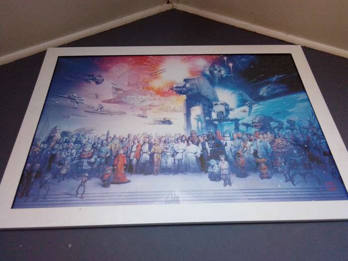 Large Framed Star Wars Universe Poster by Japanese Artist Tsuneo Sanda - Signed