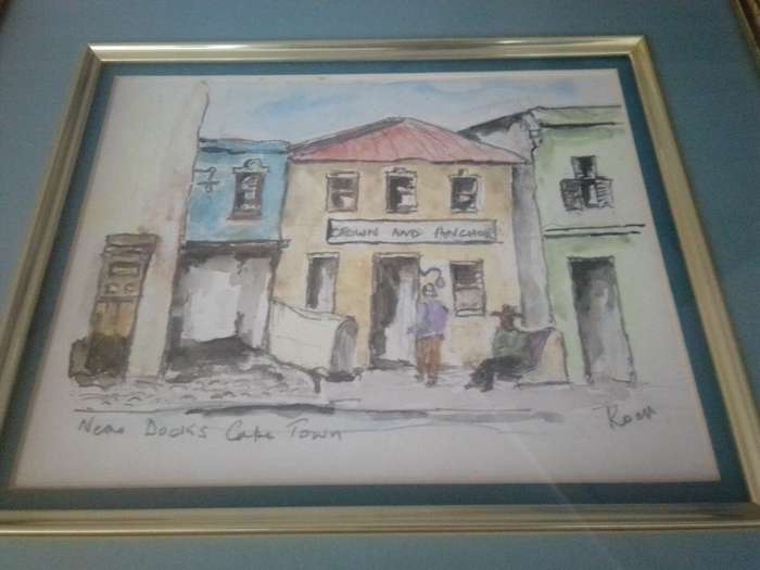 Popular SA Artist Marie Koen Glass Framed Watercolour "Near Docks Cape Town" Signed