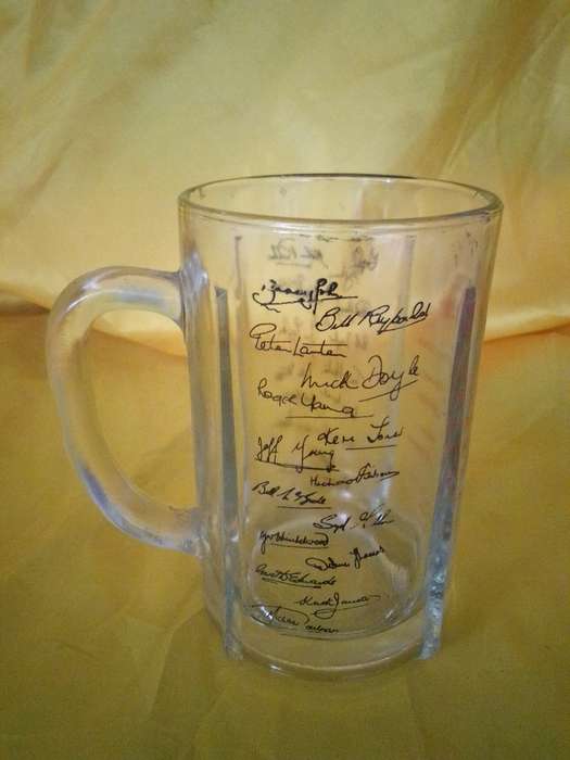 Rare 1968 Lions Rugby Tour Glass Tankard With Team & Management Signatures