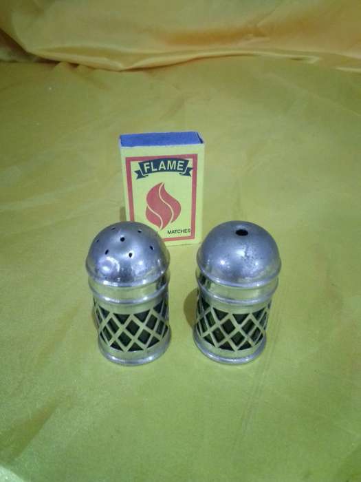 Early 1900's Plated Salt & Pepper Set With Cobalt Blue Glass Inners