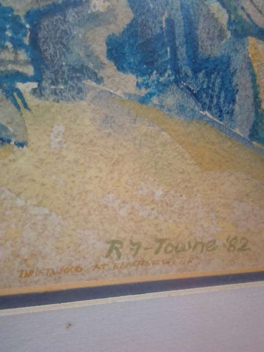 SA Artist R.F. Towne Watercolour 'Driftwood at Beachview PE' Signed 1982