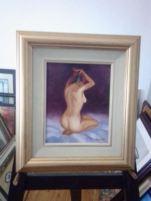 Popular SA Artist Dave Croad Oil on Board 'Nude' Titled Red Head Scarf