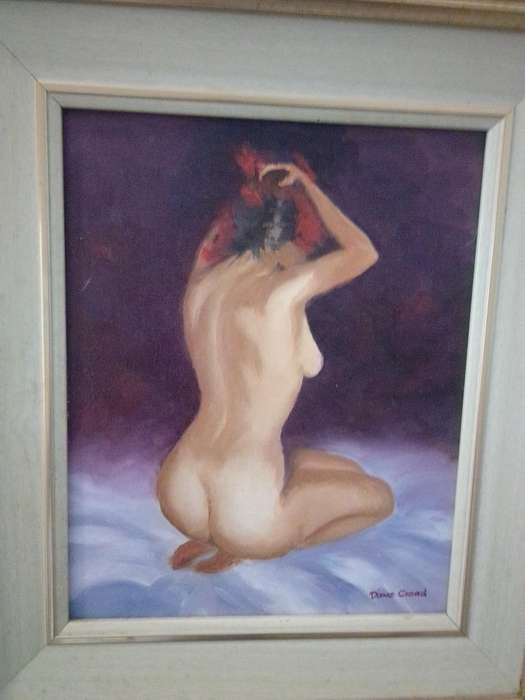 Popular SA Artist Dave Croad Oil on Board 'Nude' Titled Red Head Scarf
