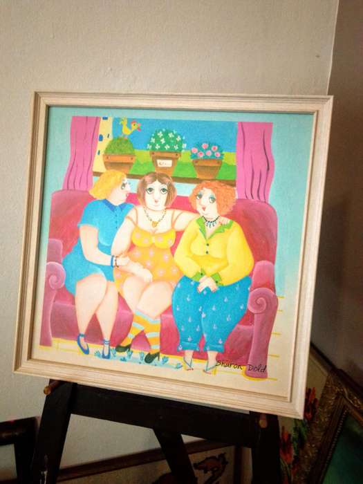 Popular SA Artist Sharon Dold "Diva's" "Fat Ladies" Acrylic on Canvas - Signed