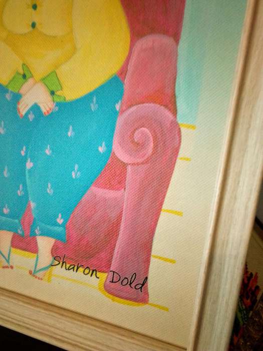 Popular SA Artist Sharon Dold "Diva's" "Fat Ladies" Acrylic on Canvas - Signed
