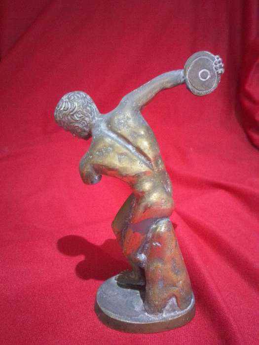 Vintage Brass One Armed Man With Discus Figurine