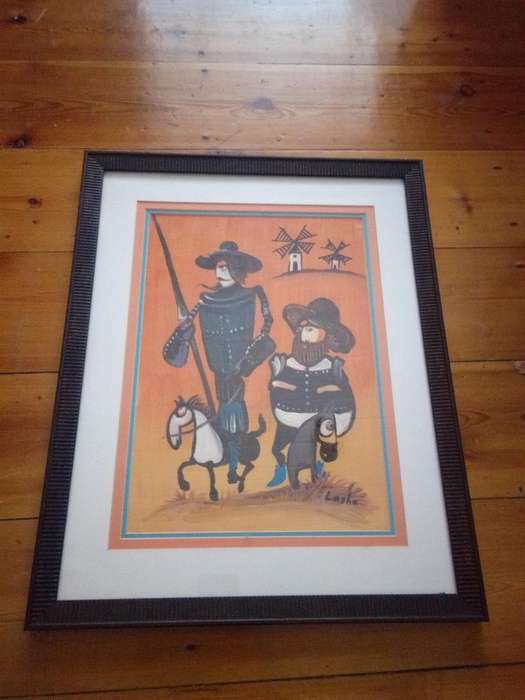 Stunning Oil on Canvas Stretched over Board "Don Quixote" Signed