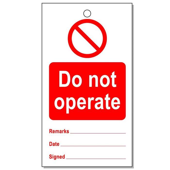 Lockout tags 110x50mm Do not operate (10)