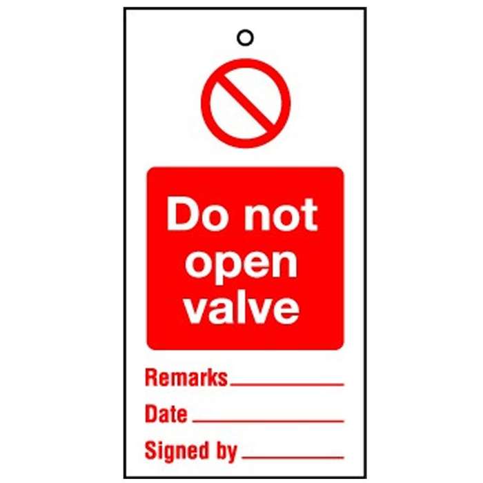 Lockout tags 110x50mm Do not open valve (10)