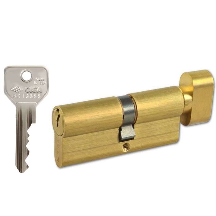 Cisa G40D Euro Key & Turn Cylinder 30/30 Brass