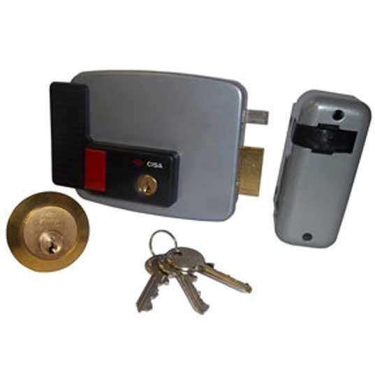 Cisa Electronic Rim lock RH In w/Cyl WOOD