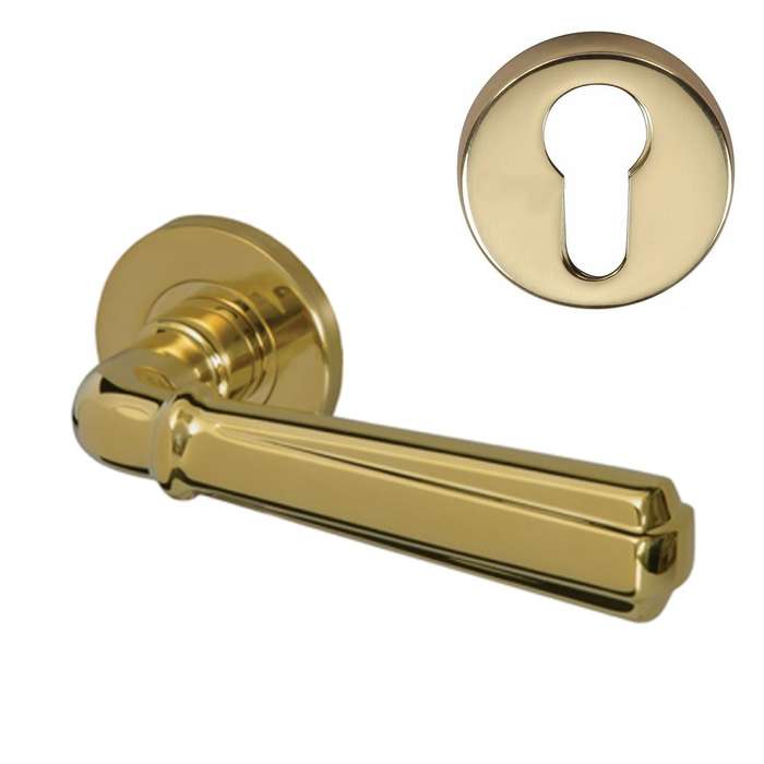 QS Karis Solid Lever Handle & Cyl Escut Brass PVD