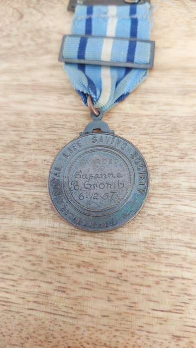 - 1958 - 59 Royal Life Saving Society Medal to Susanne B. Cromb (6-12-1957) -