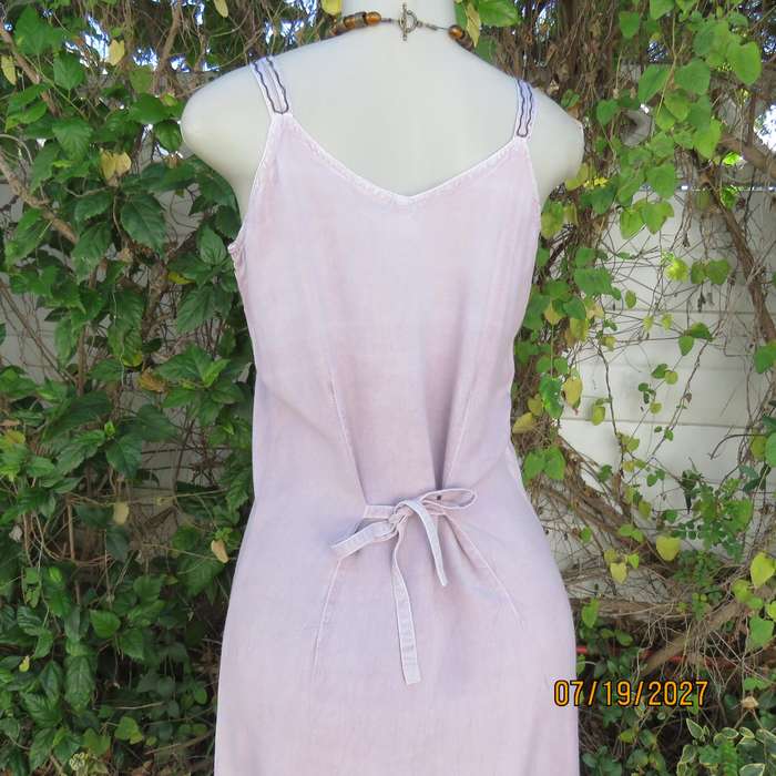 Pale lilac 100% viscose ethnic style double strappy dress from India. Richly embroidered. Size 34