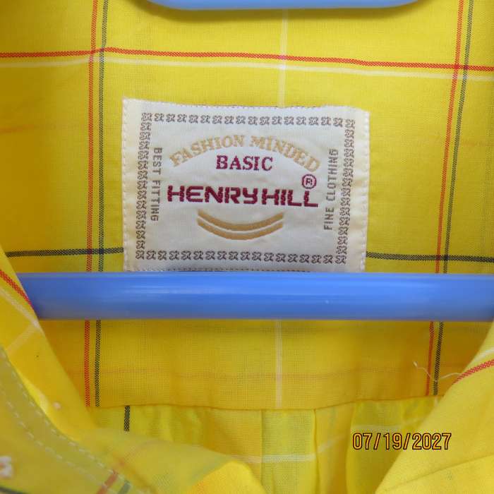 HENRY HILL yellow large check short sleeve check shirt from California. Size Large