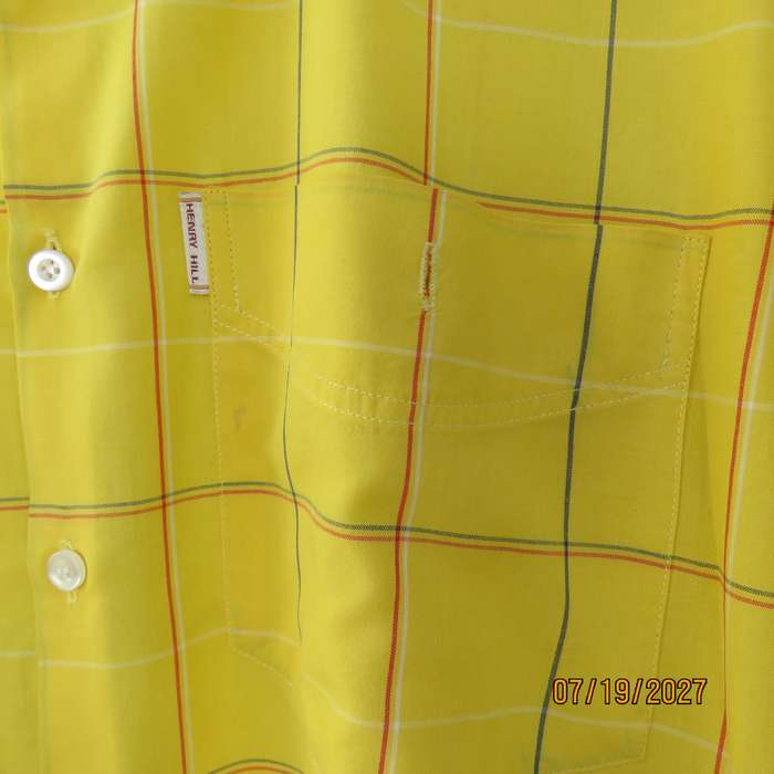 HENRY HILL yellow large check short sleeve check shirt from California. Size Large