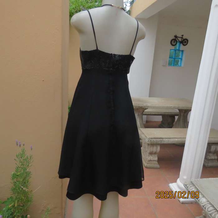 KELSO little black size 34 evening dress. Glamour bust area with straps. 2 Layer fold over bottom.