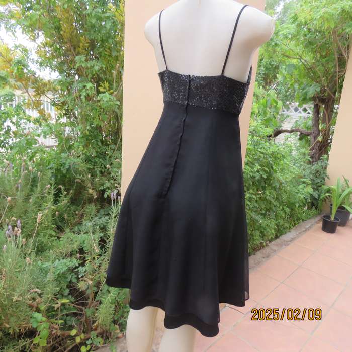 KELSO little black size 34 evening dress. Glamour bust area with straps. 2 Layer fold over bottom.