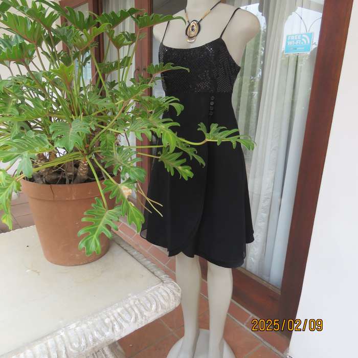 KELSO little black size 34 evening dress. Glamour bust area with straps. 2 Layer fold over bottom.