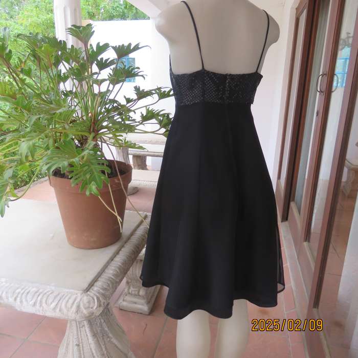 KELSO little black size 34 evening dress. Glamour bust area with straps. 2 Layer fold over bottom.