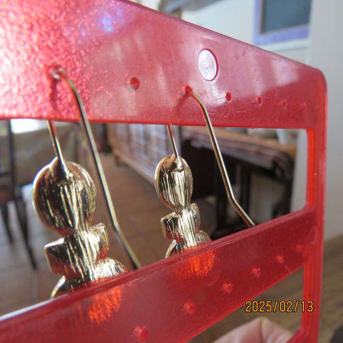 Pair colourful earrings with golden backing. Length 2.5cm. New item.