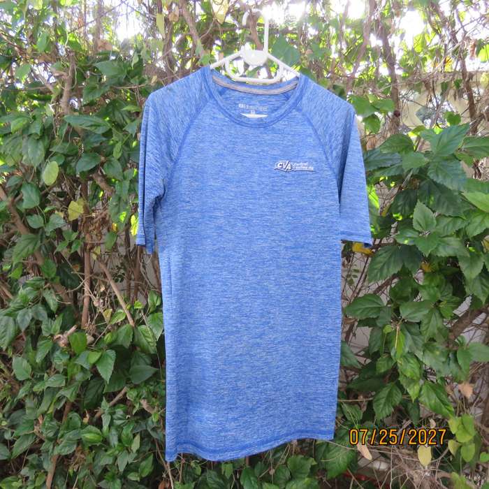 HOLLOWAY mottled blue-white sports top. Dry Excel. 100% polyester. Size 36 -M