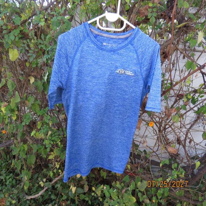 HOLLOWAY mottled blue-white sports top. Dry Excel. 100% polyester. Size 36 -M