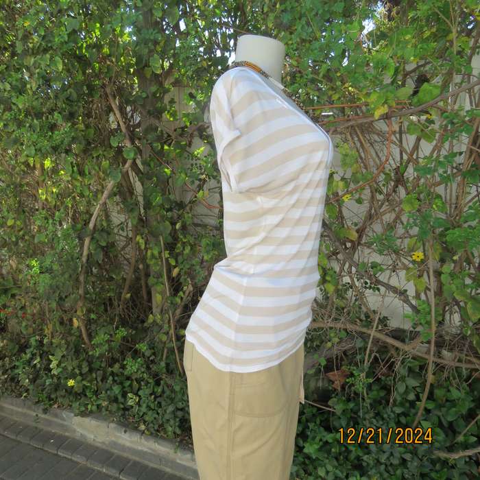 Best quality SASCH from Italy cool summer horizontal beige/white striped top.Size 37. As new.