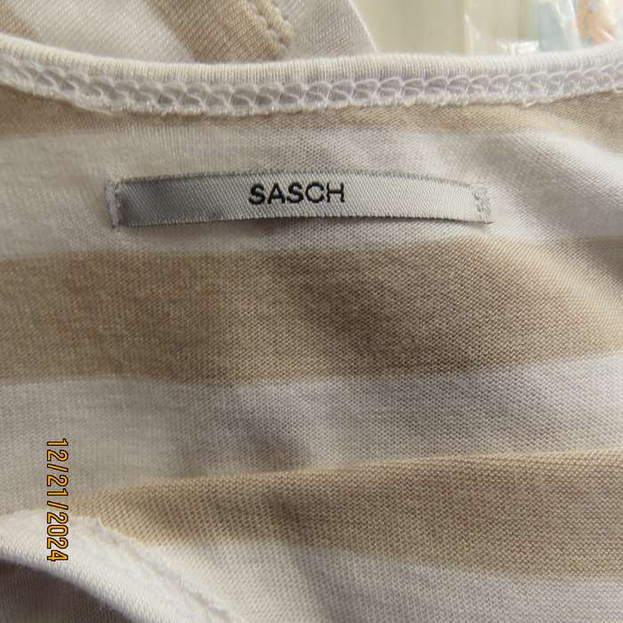 Best quality SASCH from Italy cool summer horizontal beige/white striped top.Size 37. As new.