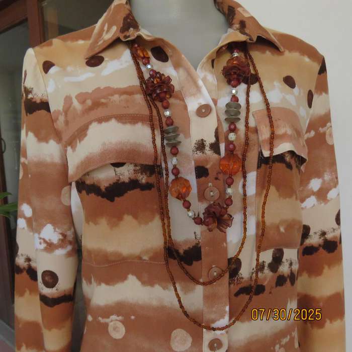 WOOLWORTHS button down horizontal pattern long sleeve viscose top in size 34.