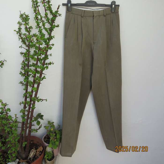 Men's SIGNATURE dark beige polyester pants size 29. Pleated front. Side pockets-one back. Very good