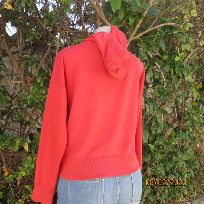 NEW LOOK crimson red hooded top with drawstring. Size 36. Warm inner.