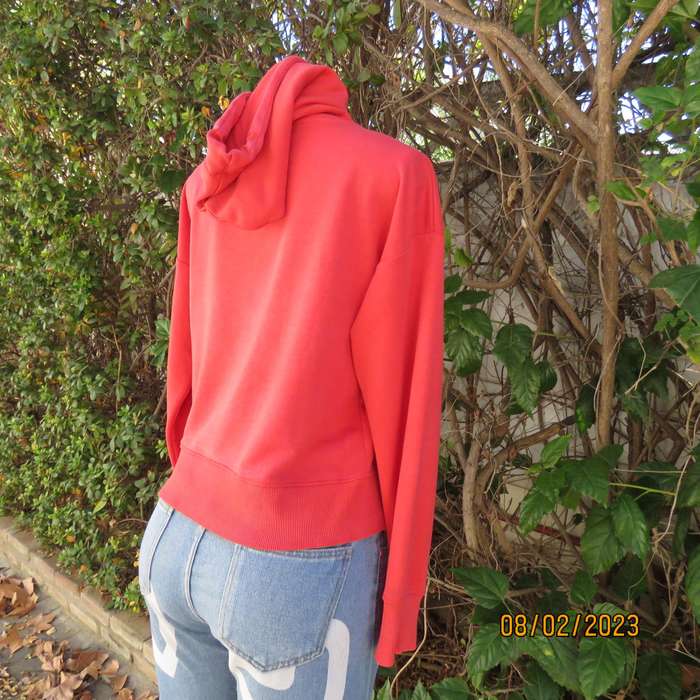 NEW LOOK crimson red hooded top with drawstring. Size 36. Warm inner.