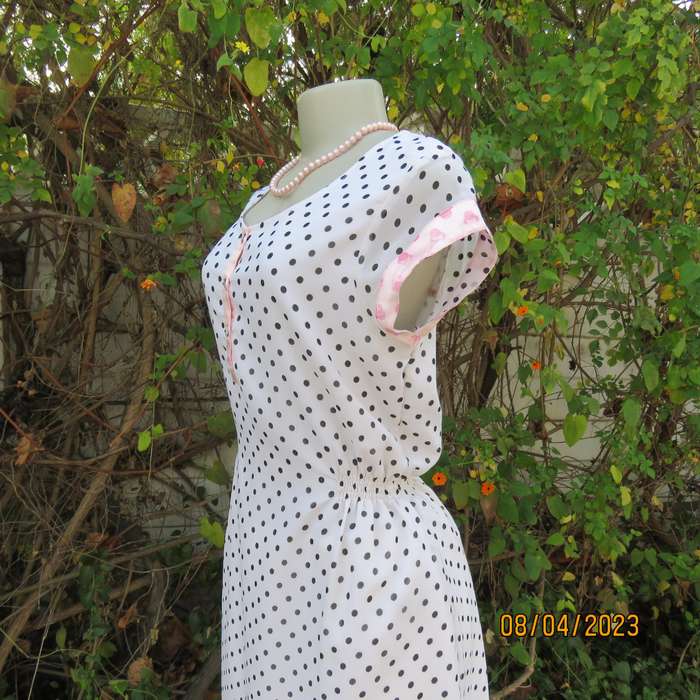 U.S.FOX long white-black polkadot top or short dress. Sheer polyester-lined. Size 37