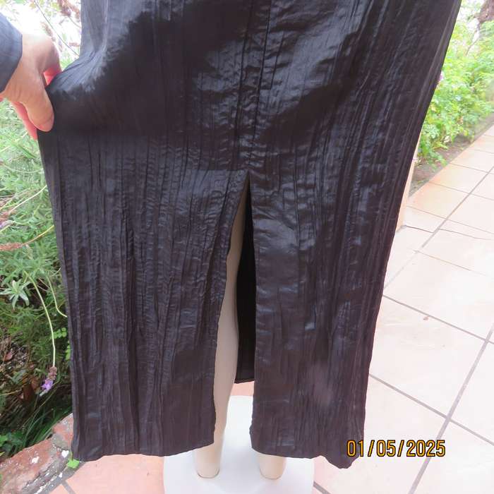 Stunning ankle length black crinkled polyester strappy dress in empire style. Size 34. As new