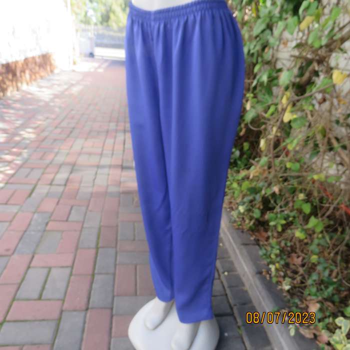 Indigo blue wide cut silky polyester pants size 42. Elasticated waist.